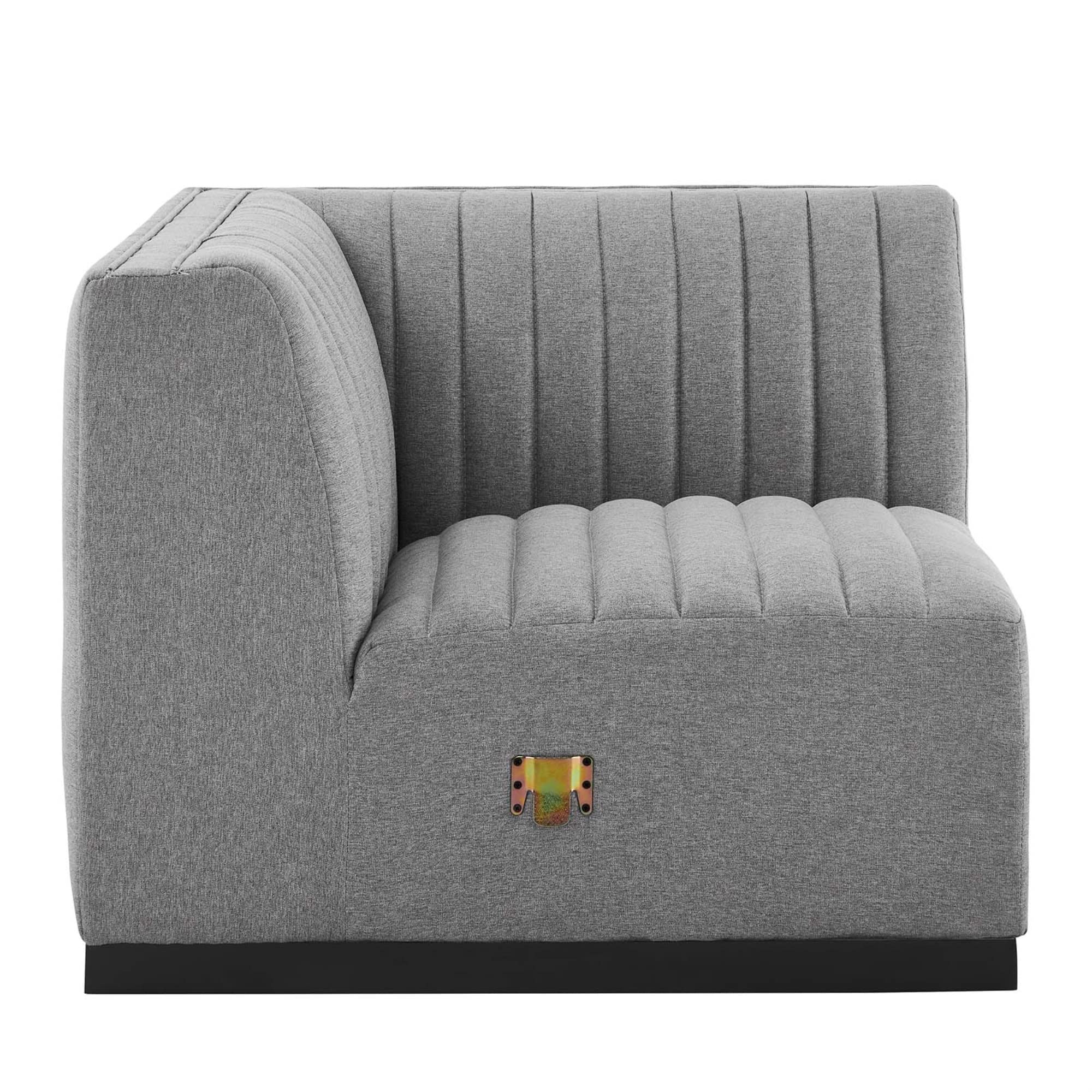 Modway Conjure Modern Channel Tufted Fabric Left Corner Chair In Gray